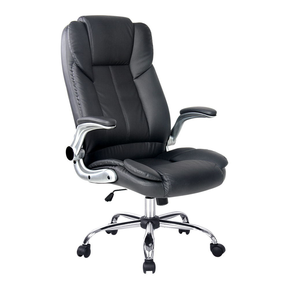 PU Leather Executive Office Desk Chair - Black - Homecoze