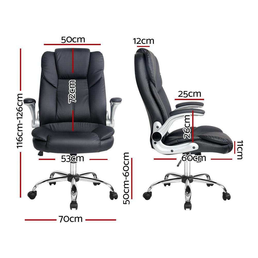 PU Leather Executive Office Desk Chair - Black Homecoze