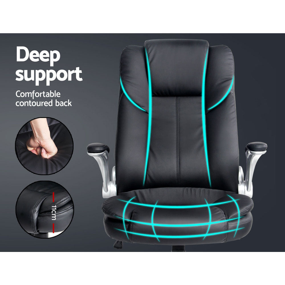 PU Leather Executive Office Desk Chair - Black - Homecoze
