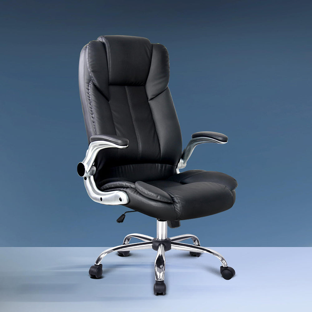 PU Leather Executive Office Desk Chair - Black - Homecoze