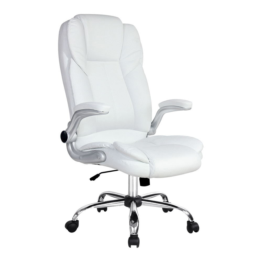 PU Leather Executive Office Desk Chair - White - Homecoze