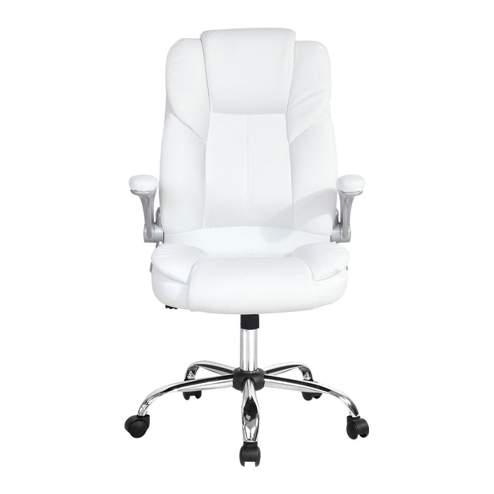 PU Leather Executive Office Desk Chair - White - Homecoze