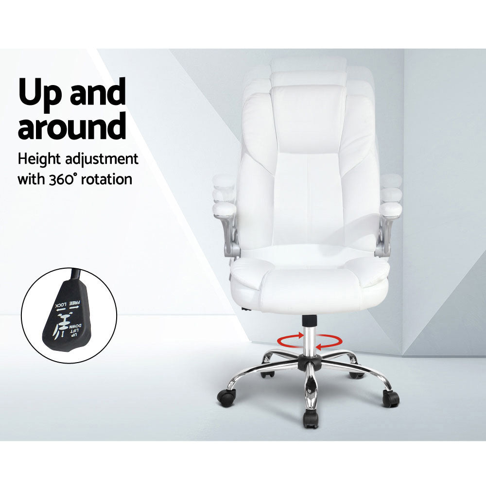 PU Leather Executive Office Desk Chair - White - Homecoze