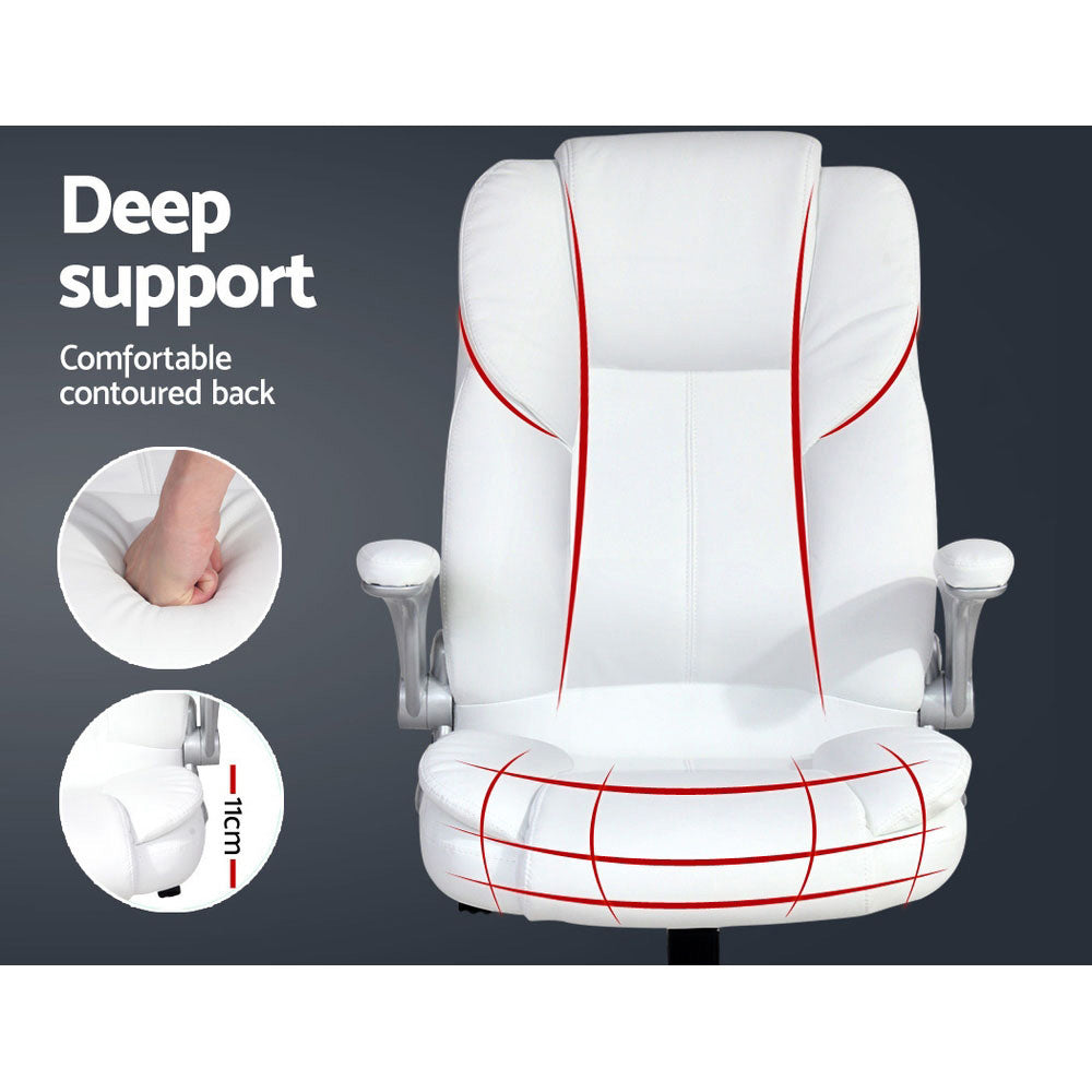 PU Leather Executive Office Desk Chair - White - Homecoze