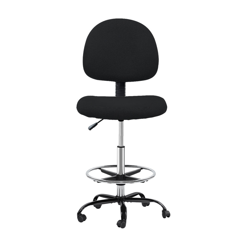 Office Drafting Stool Fabric Chair - Black - Homecoze