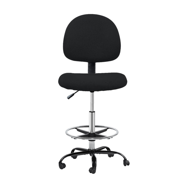 Office Drafting Stool Fabric Chair - Black