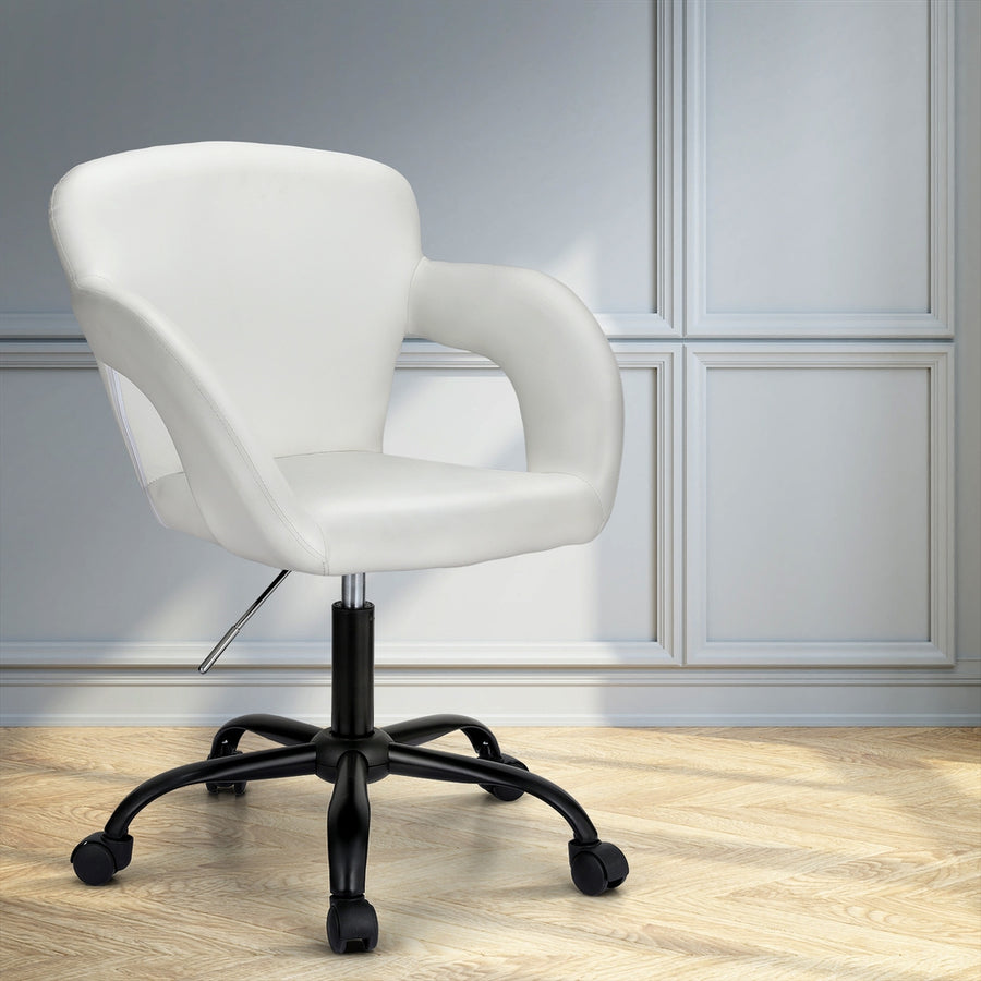 Modern PU Leather Office Chair - White - Homecoze