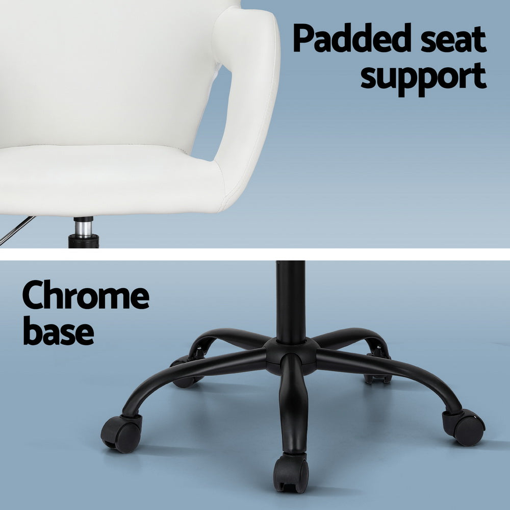 Modern PU Leather Office Chair - White - Homecoze