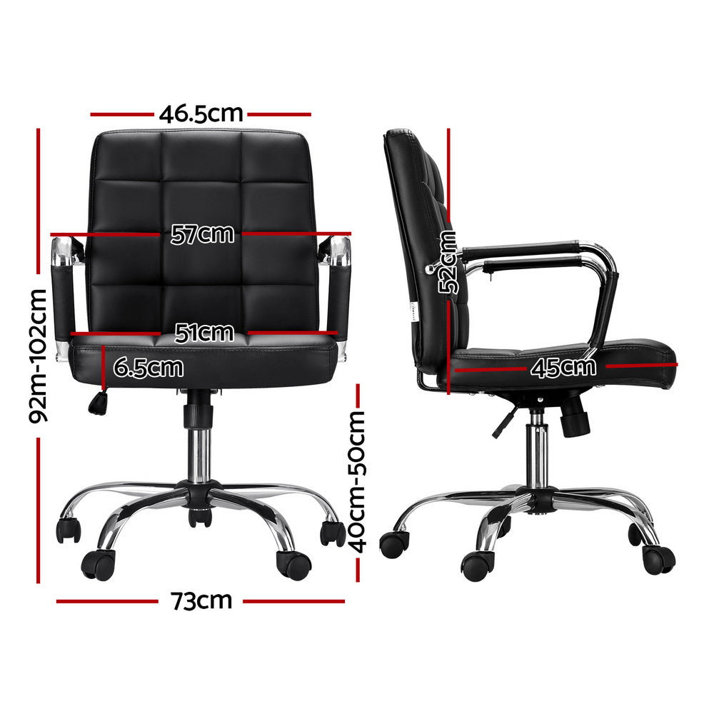 Classic Mid Back Office Chair PU Leather - Black - Homecoze
