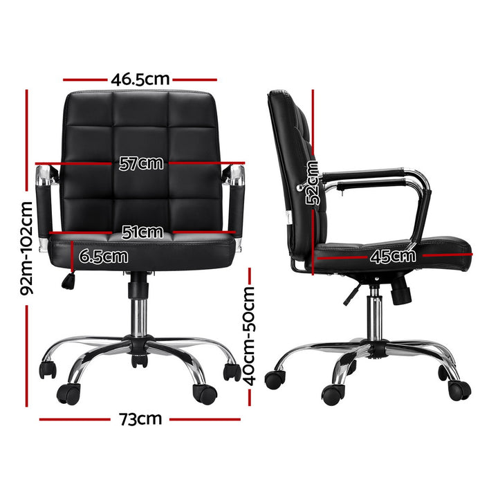 Classic Mid Back Office Chair PU Leather - Black