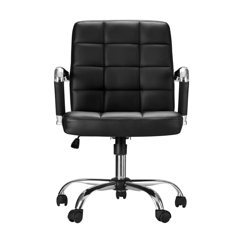 Classic Mid Back Office Chair PU Leather - Black - Homecoze
