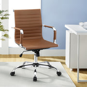 Artiss Office Chair Conference Chairs PU Leather Mid Back Brown - Homecoze