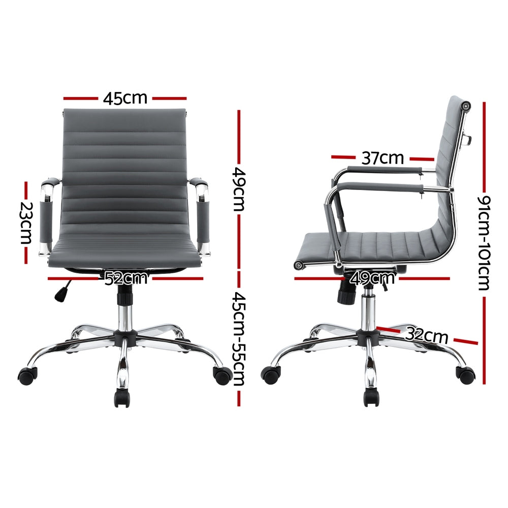 Artiss Office Chair Conference Chairs PU Leather Mid Back Grey - Homecoze