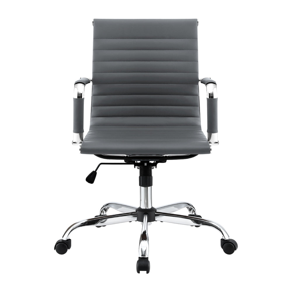 Artiss Office Chair Conference Chairs PU Leather Mid Back Grey - Homecoze