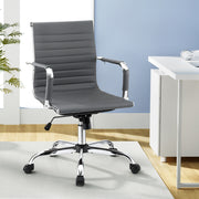 Artiss Office Chair Conference Chairs PU Leather Mid Back Grey - Homecoze