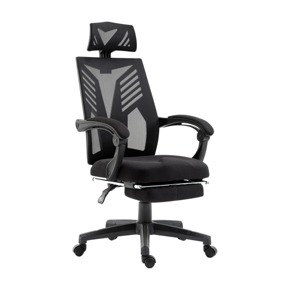 Mesh Reclining Office Chair with Footrest - Black - Homecoze