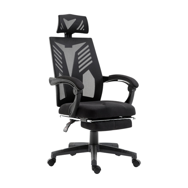 Mesh Reclining Office Chair with Footrest - Black