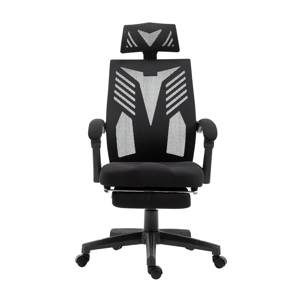 Mesh Reclining Office Chair with Footrest - Black