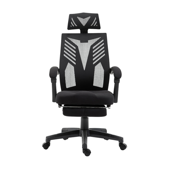 Mesh Reclining Office Chair with Footrest - Black