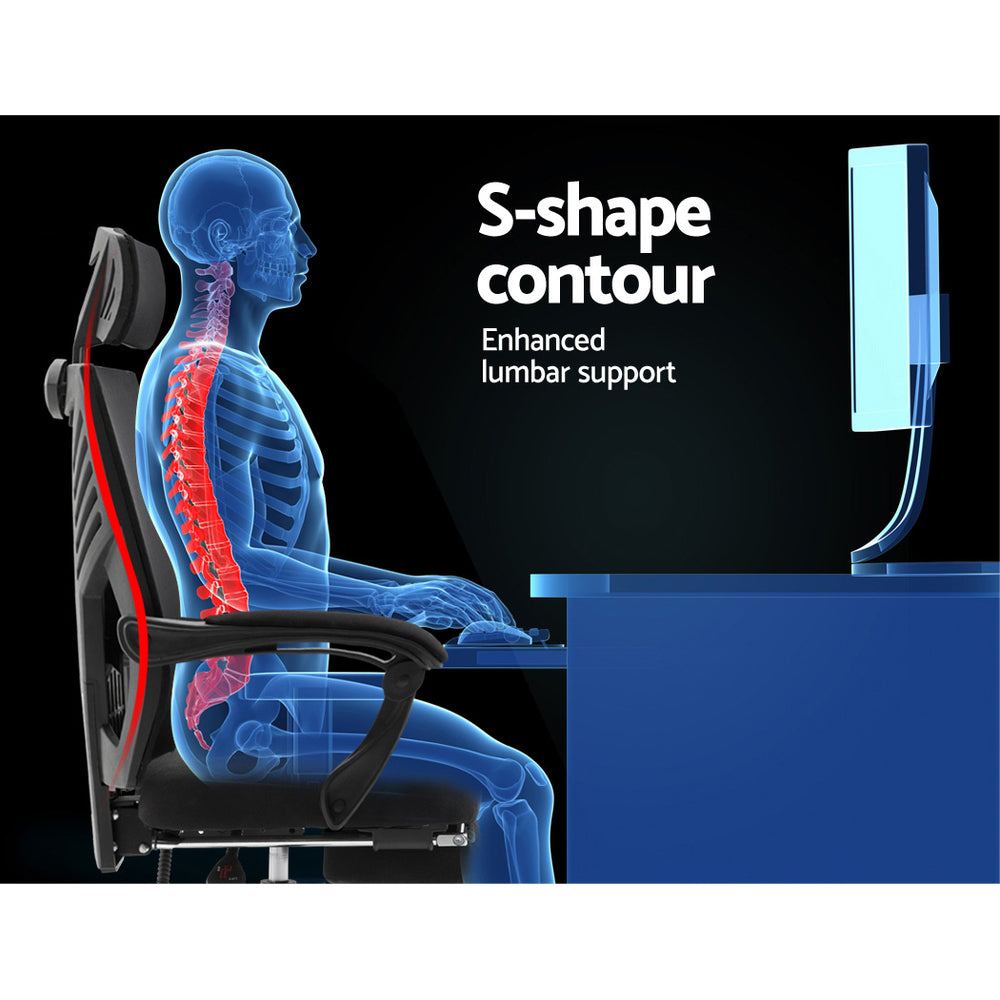 Mesh Reclining Office Chair with Footrest - Black - Homecoze