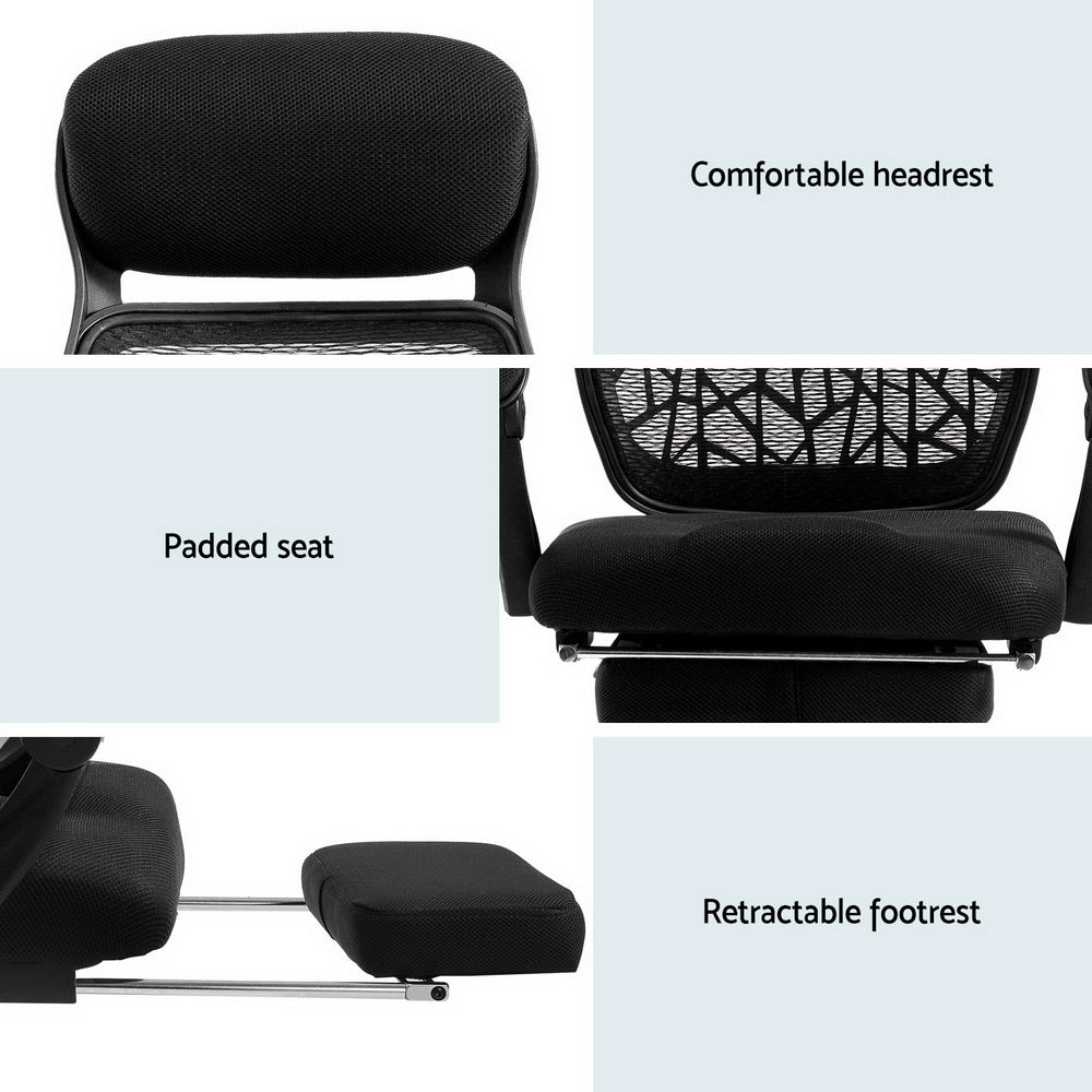 Mesh Office Chair with Footrest - Black - Homecoze