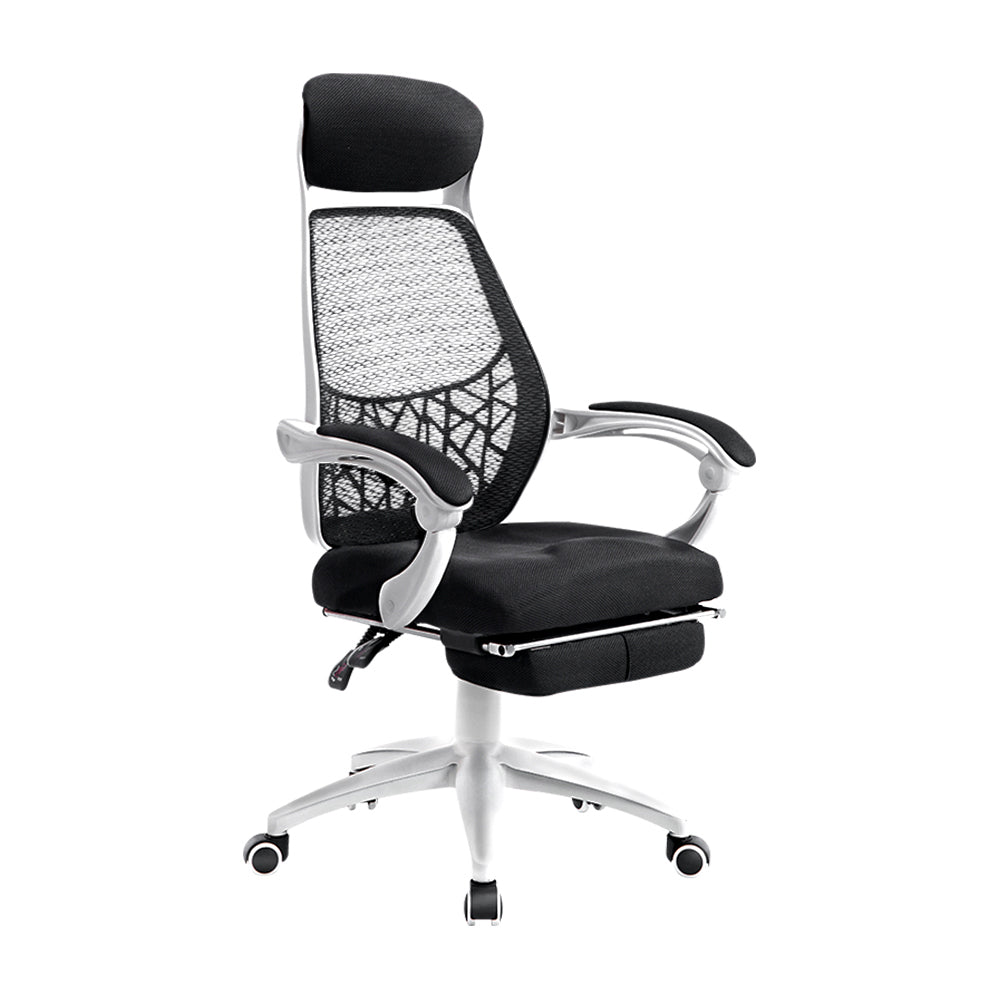 Mesh Office Chair with Footrest - Black & White - Homecoze