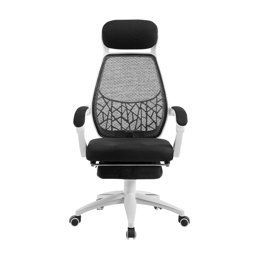 Mesh Office Chair with Footrest - Black & White - Homecoze
