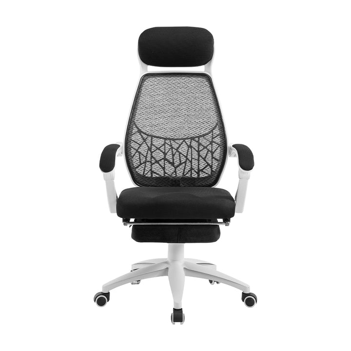 Mesh Office Chair with Footrest - Black & White Homecoze