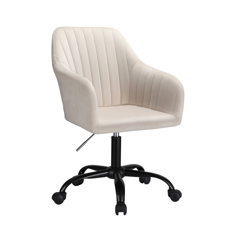 Modern Velvet Office Chair - Cream