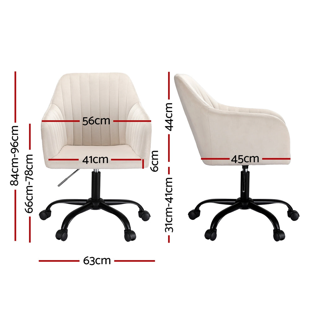 Modern Velvet Office Chair - Cream - Homecoze