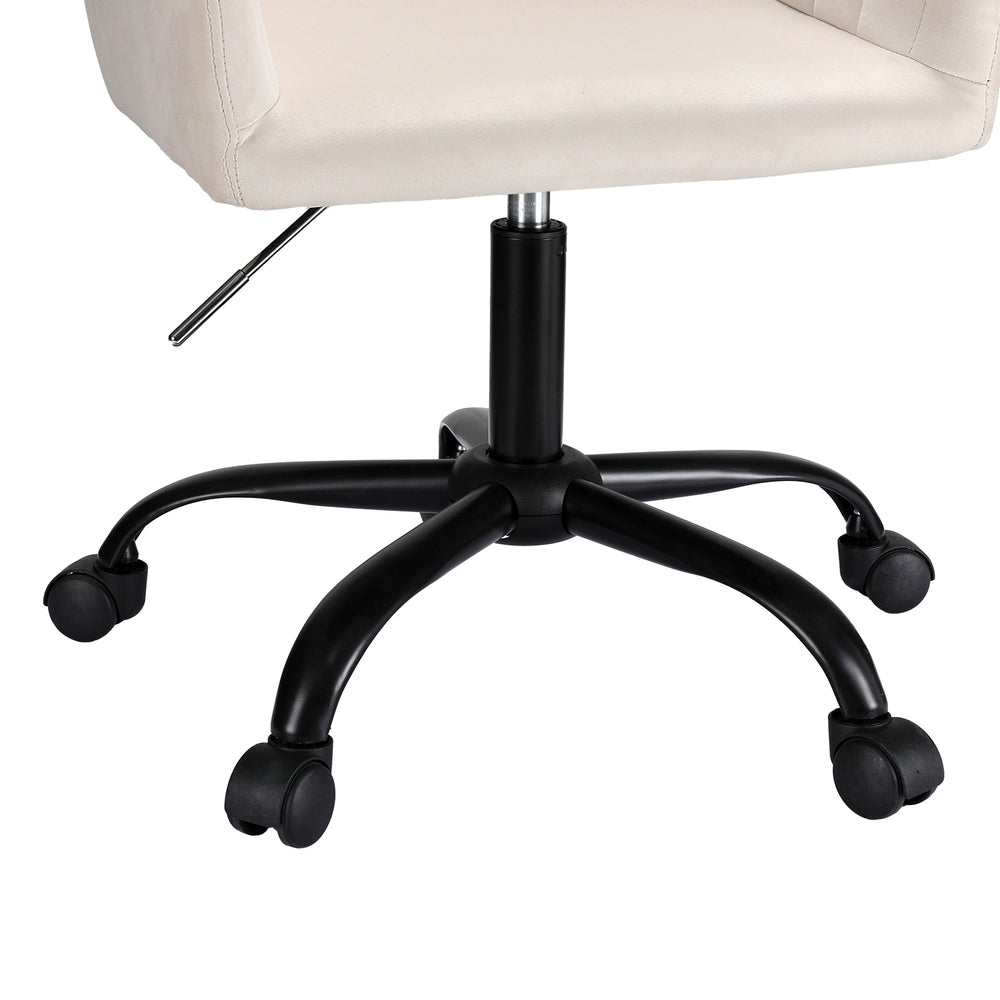 Modern Velvet Office Chair - Cream