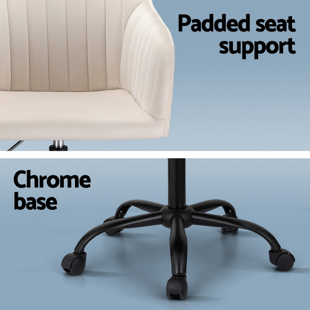 Modern Velvet Office Chair - Cream - Homecoze