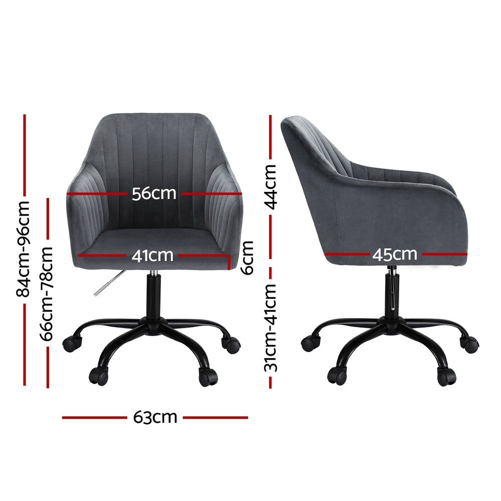 Modern Velvet Office Chair - Dark Grey - Homecoze