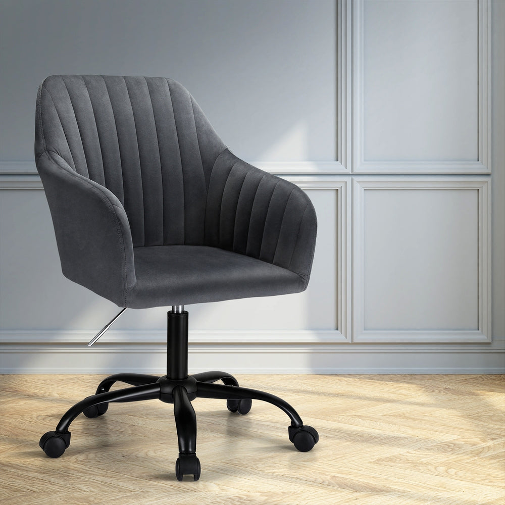 Modern Velvet Office Chair - Dark Grey - Homecoze