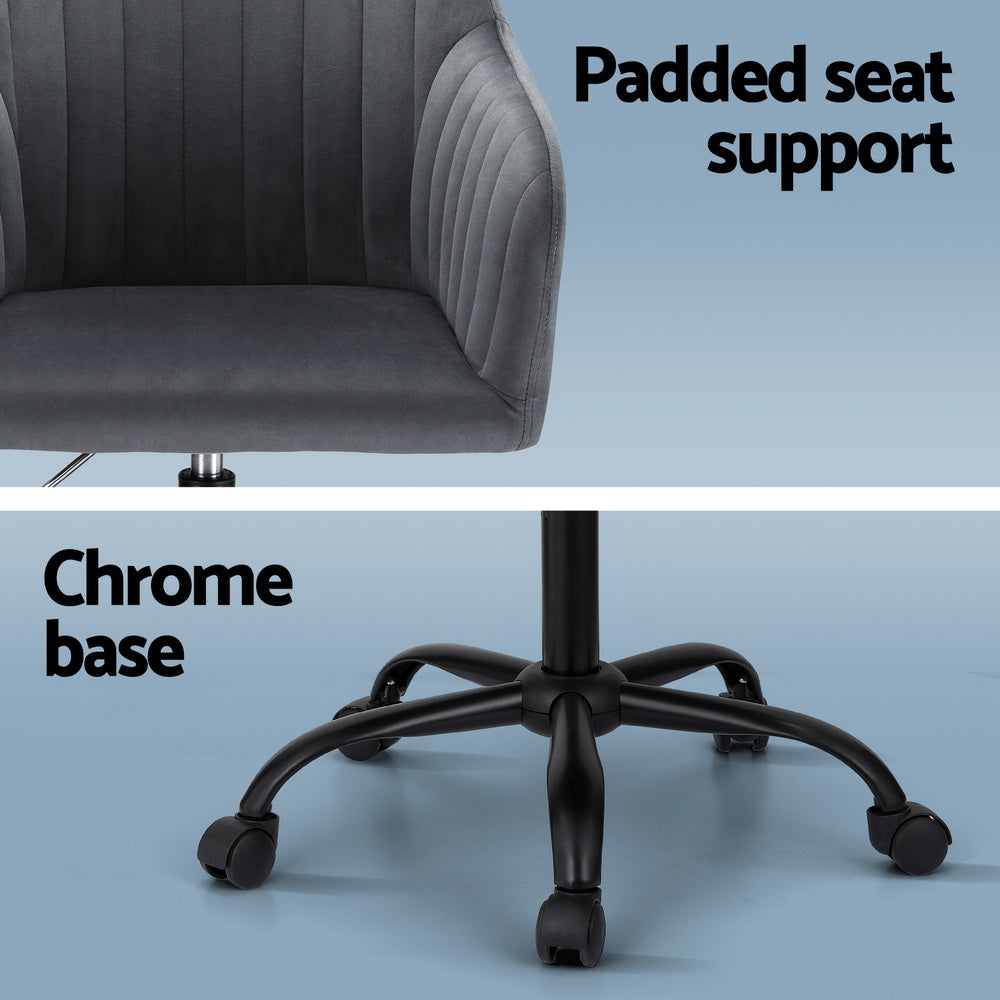 Modern Velvet Office Chair - Dark Grey - Homecoze