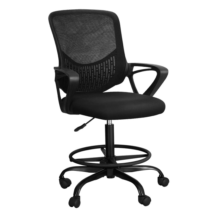 Mesh Office Chair Drafting Stool Adjustable Height - Black