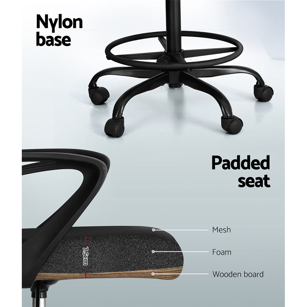 Mesh Office Chair Drafting Stool Adjustable Height - Black - Homecoze