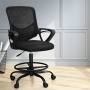 Mesh Office Chair Drafting Stool Adjustable Height - Black - Homecoze
