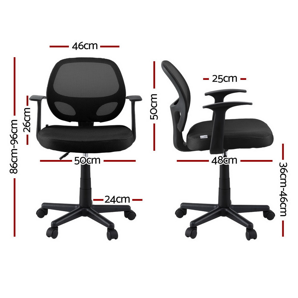 Artiss Mesh Office Chair Computer Gaming Desk Chairs Work Study Mid Back Black - Homecoze