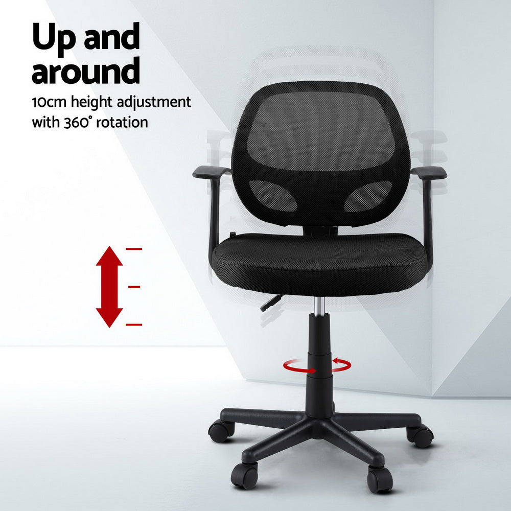 Artiss Mesh Office Chair Computer Gaming Desk Chairs Work Study Mid Back Black - Homecoze