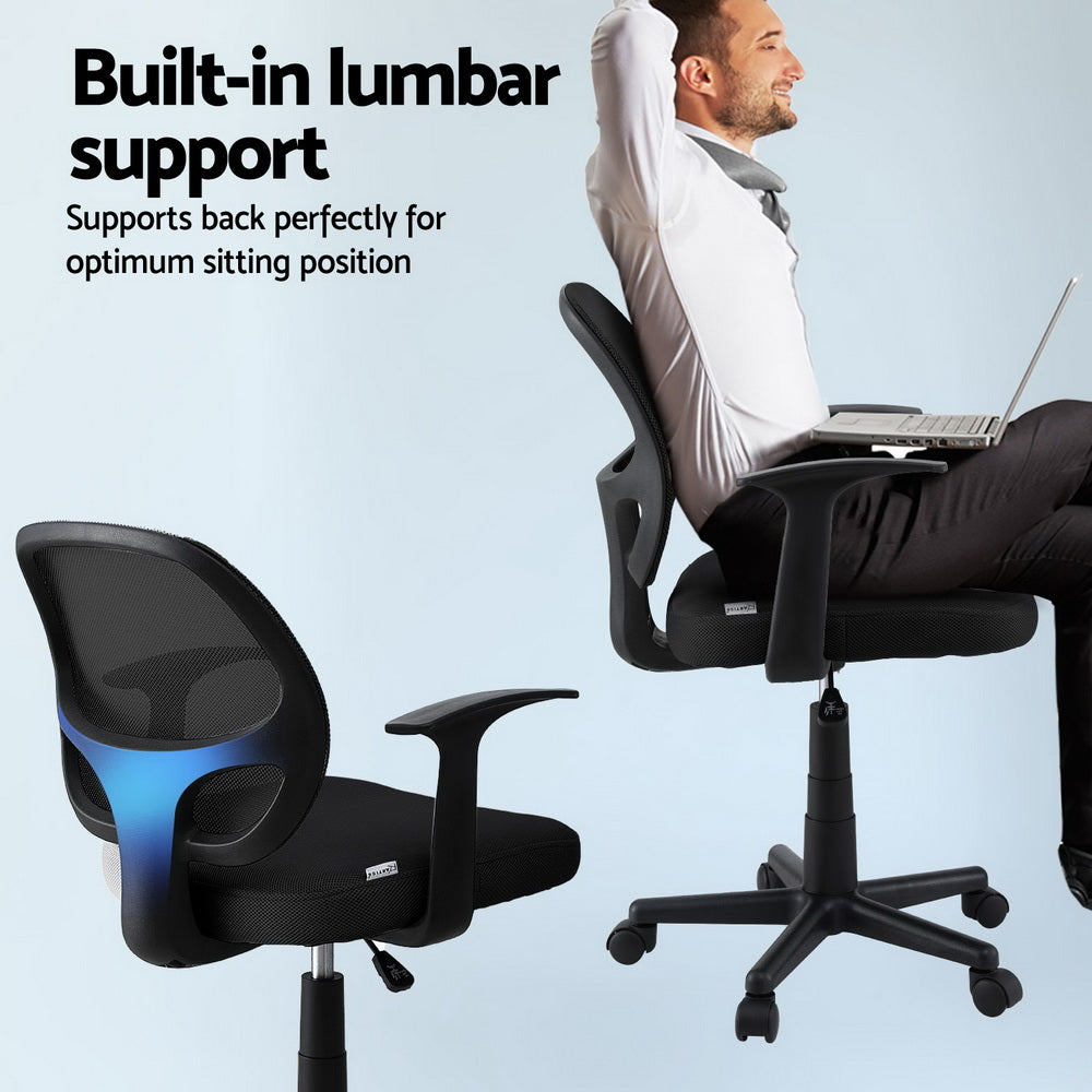 Artiss Mesh Office Chair Computer Gaming Desk Chairs Work Study Mid Back Black - Homecoze