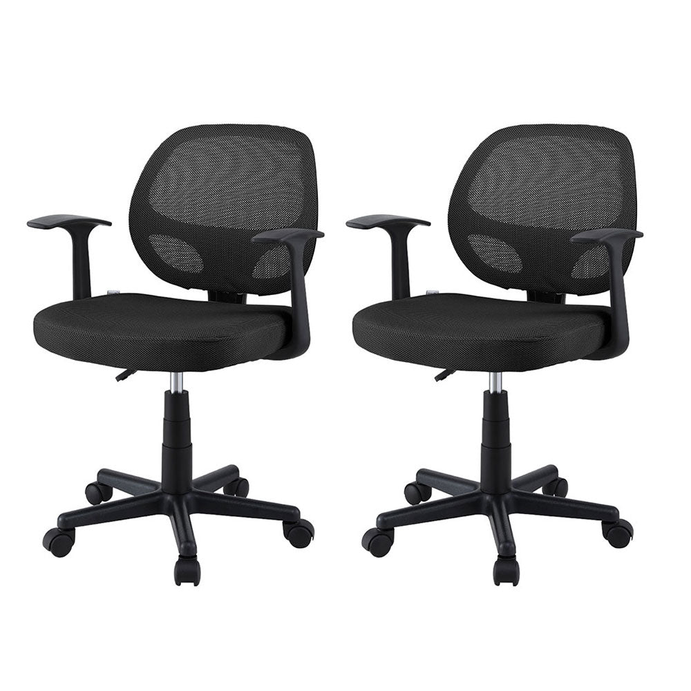 Artiss 2x Mesh Office Chair Computer Gaming Desk Chairs Work Study Mid Back Black - Homecoze