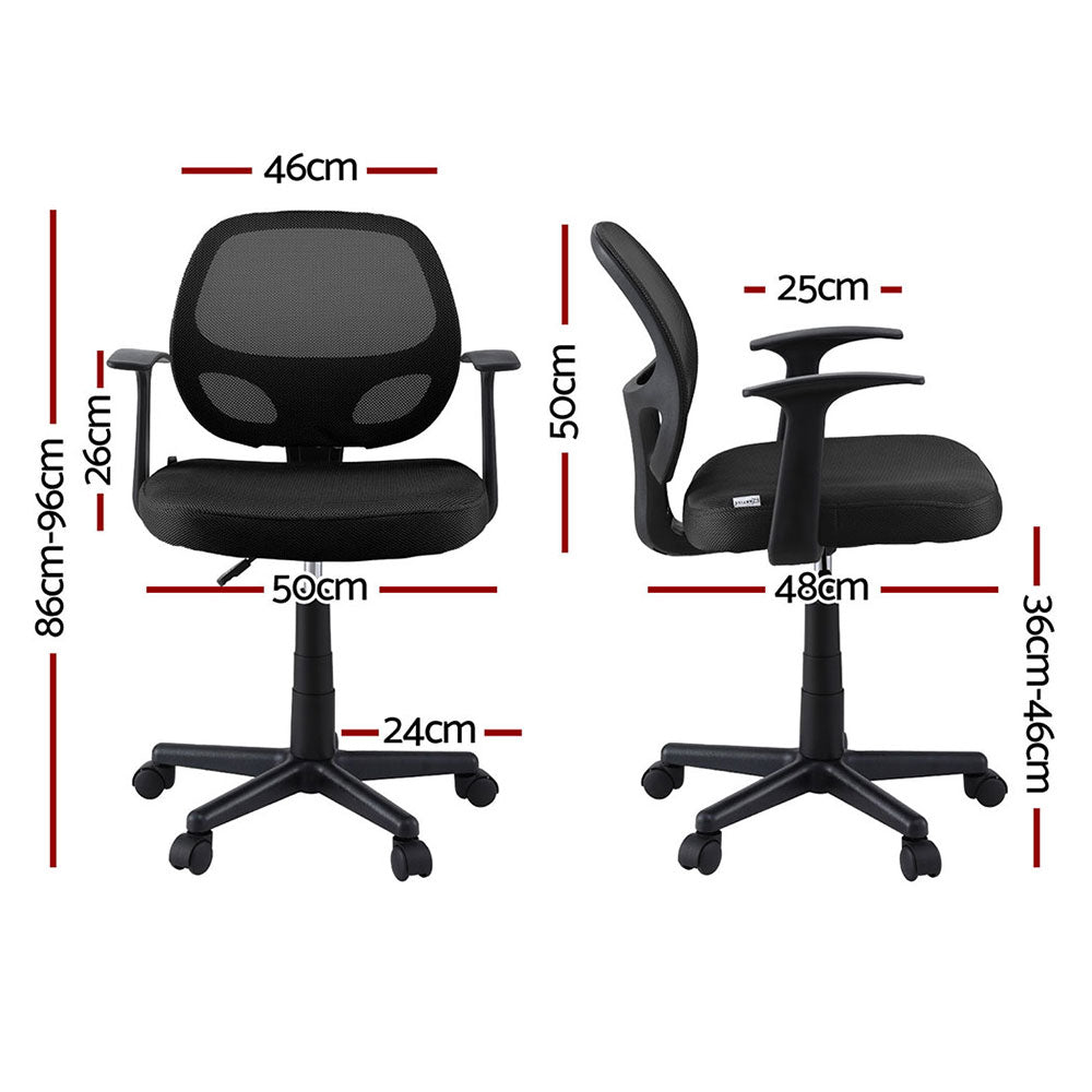Artiss 2x Mesh Office Chair Computer Gaming Desk Chairs Work Study Mid Back Black - Homecoze