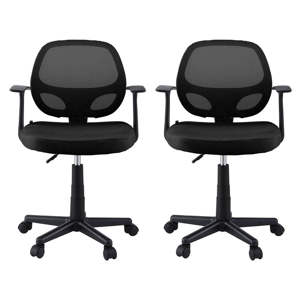 Artiss 2x Mesh Office Chair Computer Gaming Desk Chairs Work Study Mid Back Black - Homecoze