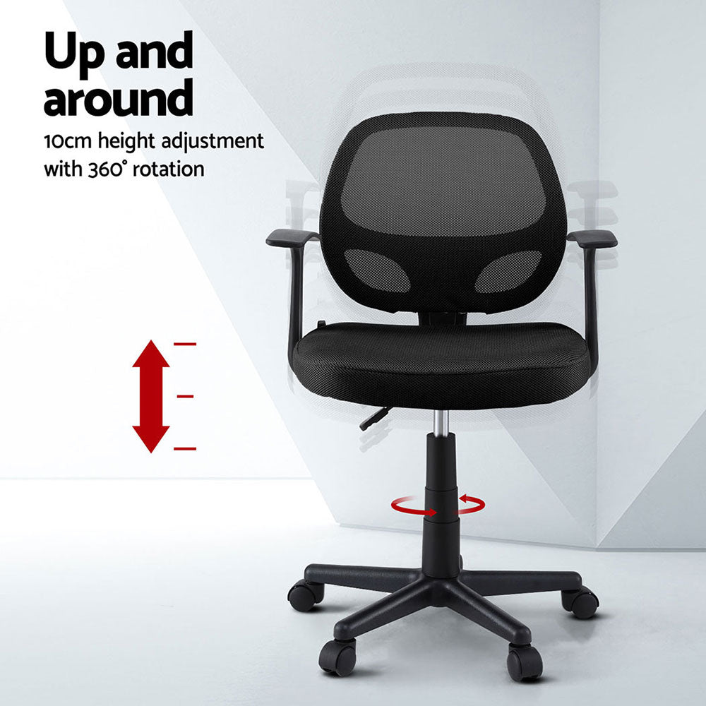 Artiss 2x Mesh Office Chair Computer Gaming Desk Chairs Work Study Mid Back Black - Homecoze