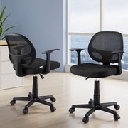 Artiss 2x Mesh Office Chair Computer Gaming Desk Chairs Work Study Mid Back Black - Homecoze