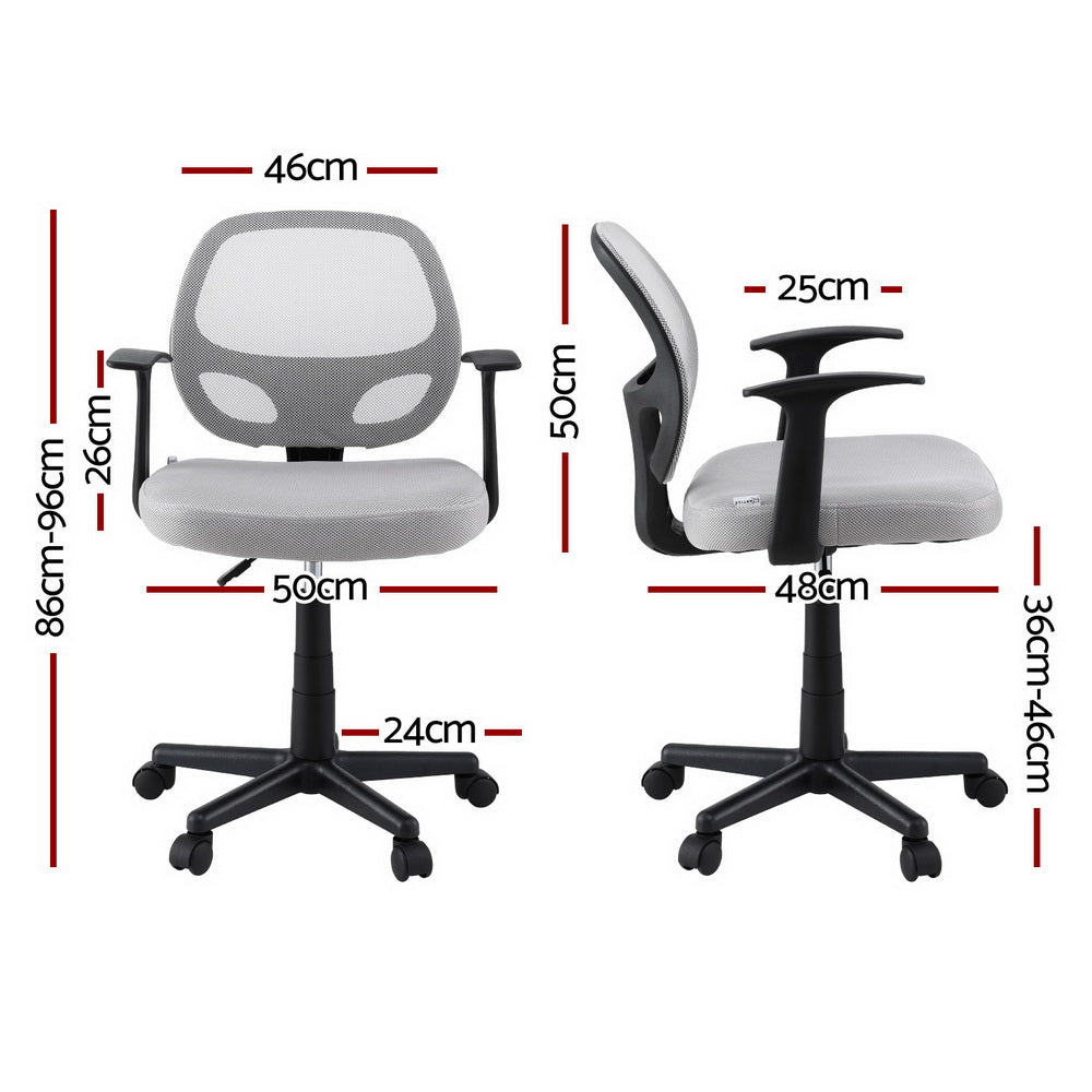 Artiss Mesh Office Chair Computer Gaming Desk Chairs Work Study Mid Back Grey - Homecoze