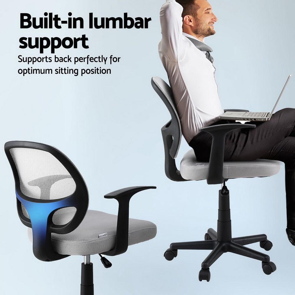 Artiss Mesh Office Chair Computer Gaming Desk Chairs Work Study Mid Back Grey - Homecoze