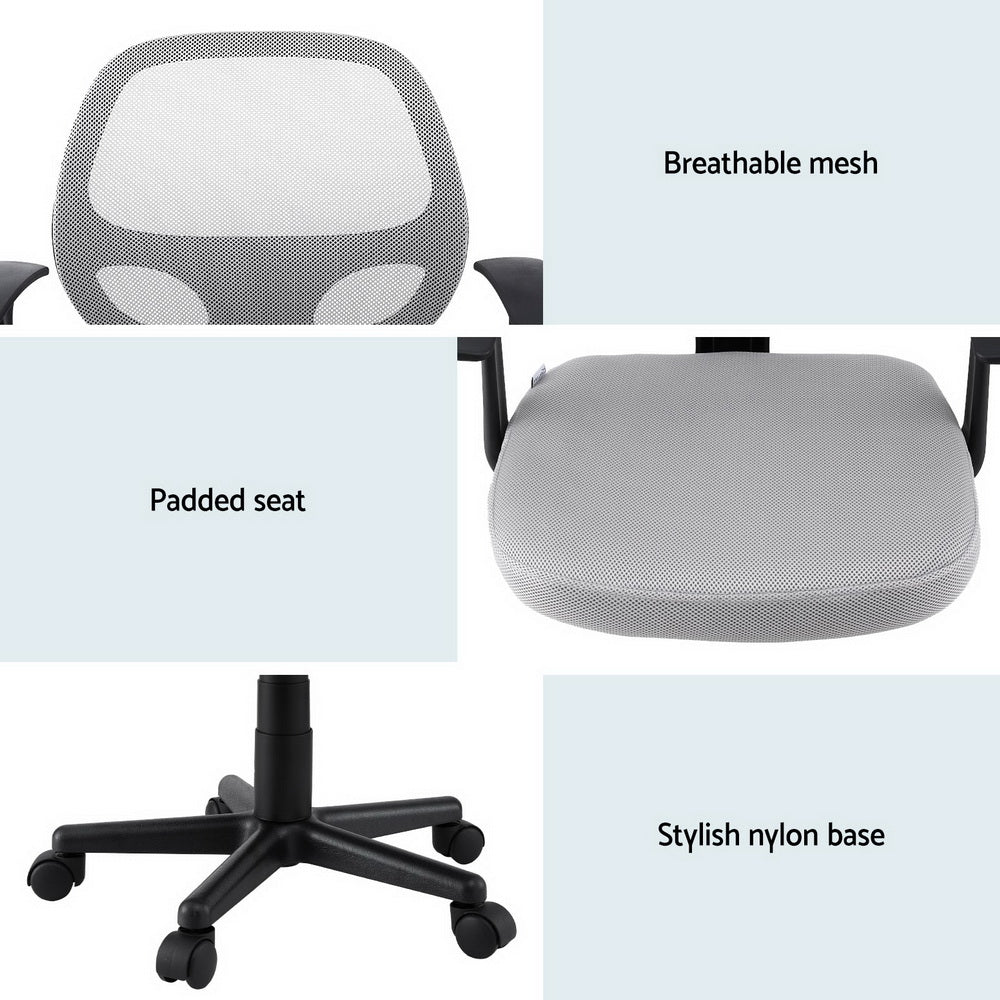 Artiss Mesh Office Chair Computer Gaming Desk Chairs Work Study Mid Back Grey - Homecoze