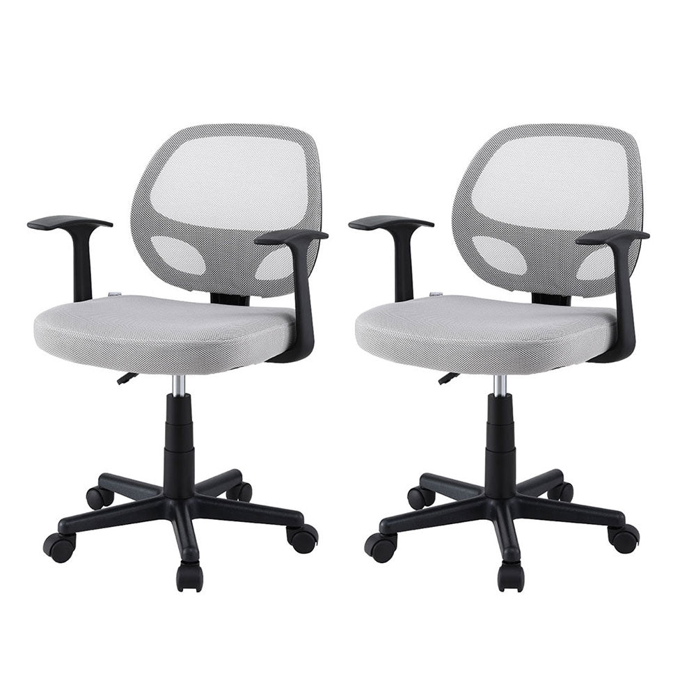 Artiss 2x Mesh Office Chair Computer Gaming Desk Chairs Work Study Mid Back Grey - Homecoze